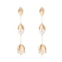 Zinc Alloy Drop Earrings with Plastic Pearl gold color plated fashion jewelry & for woman nickel lead & cadmium free Sold By Pair