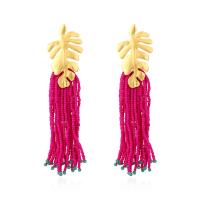 Fashion Fringe Boucles d'oreilles, alliage de zinc, avec Seedbead, fait à la main, bijoux de mode & pour femme, protéger l'environnement, sans nickel, plomb et cadmium, 130x32mm, Vendu par paire