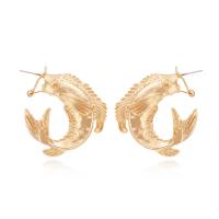 Zinc Alloy Stud Earring Fish Carved fashion jewelry & for woman golden nickel lead & cadmium free Sold By Pair