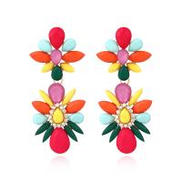 Resin Earring, Tibetan Style, with Resin, fashion jewelry & for woman & with rhinestone, multi-colored, nickel, lead & cadmium free, 80x35mm, Sold By Pair