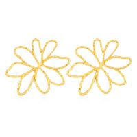 Zinc Alloy Stud Earring Flower gold color plated fashion jewelry & for woman & hollow nickel lead & cadmium free Sold By Pair