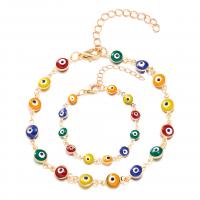 Evil Eye Schmuck Halskette, Zinklegierung, plattiert, Modeschmuck & verschiedene Stile für Wahl & für Frau & Emaille, farbenfroh, verkauft von Strang