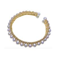 Bracelet en perles de culture d'eau douce, perle d'eau douce cultivée, avec laiton, 14K rempli d’or, Naturel & bijoux de mode & pour femme, deux couleurs différentes, 180mm, Vendu par PC
