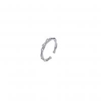 Cúbicos Circonia Micro Pave anillo de latón, metal, Esférico, chapado en platina real, Joyería & diferentes estilos para la opción & micro arcilla de zirconia cúbica & para mujer, plateado, diámetro interior:aproximado 18mm, Vendido por UD