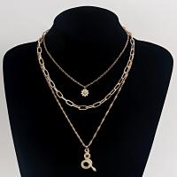 Multi Layer Necklace Zinc Alloy with 5cm extender chain gold color plated three pieces & fashion jewelry & for woman golden Length 52 cm Sold By Set