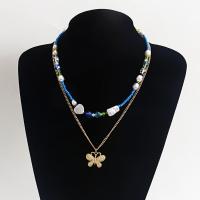 Mode-Multi-Layer-Halskette, Zinklegierung, mit Seedbead & ABS-Kunststoff-Perlen, mit Verlängerungskettchen von 5cm, 2 Stück & Modeschmuck & für Frau, keine, 20mm, verkauft von setzen