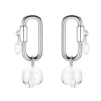 Boucles d'oreilles en alliage de zinc, avec perle de plastique, bijoux de mode & pour femme, 14x39mm, Vendu par paire