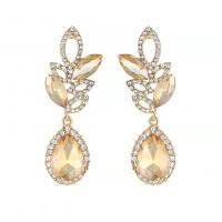 Rhinestone Earring Zinc Alloy with Rhinestone Teardrop gold color plated fashion jewelry & high quality plated & for woman & hollow 60mm Sold By Pair