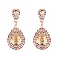 Rhinestone Earring Zinc Alloy with Rhinestone Teardrop gold color plated fashion jewelry & high quality plated & for woman 55mm Sold By Pair