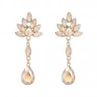 Crystal Earrings Zinc Alloy with Crystal Teardrop gold color plated fashion jewelry & high quality plated & for woman & with rhinestone 67mm Sold By Pair