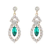 Crystal Earrings Zinc Alloy with Crystal Geometrical Pattern gold color plated fashion jewelry & high quality plated & for woman & with rhinestone & hollow 57mm Sold By Pair