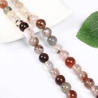 Natürlicher Quarz Perlen Schmuck, Rutilated Quarz, rund, DIY & verschiedene Größen vorhanden, gemischte Farben, verkauft per ca. 38 cm Strang