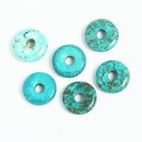 Bijoux Pendentifs en pierres gemmes, Turquoise bleu synthétique, beignet, unisexe, bleu, 14.50x3.80mm, Vendu par PC