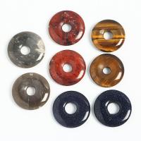 Gemstone Pendants Jewelry, Natural Stone, Donut, different materials for choice & Unisex, more colors for choice, 25x5mm, Sold By PC