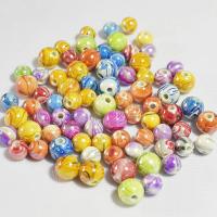 Malede akryl perler, Runde, ovntørrende lak, du kan DIY & forskellig størrelse for valg, blandede farver, Solgt af Bag