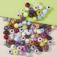 Acrylic Jewelry Beads, printing, DIY, mixed colors, 10-12mm, Sold By Box