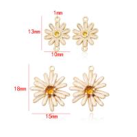 Cubic Zirconia Micro Pave Brass Connector Daisy 14K gold plated DIY & micro pave cubic zirconia & enamel & 1/1 loop nickel lead & cadmium free Sold By PC