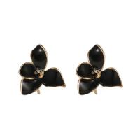 Brass Earring Stud Component, Flower, 14K gold plated, DIY & different styles for choice & micro pave cubic zirconia & enamel, more colors for choice, nickel, lead & cadmium free, Sold By Pair