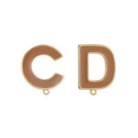 Brass Earring Drop Component, 14K gold plated, DIY & enamel, brown, nickel, lead & cadmium free, 14x16.5mm,12x16mm, Sold By Pair