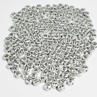 Perles acrylique alphabet, Plat rond, DIY, plus de couleurs à choisir, 4x7mm, Environ 4000PC/sac, Vendu par sac
