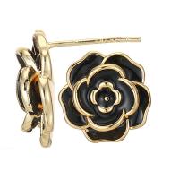 Brass Jewelry Pendants Flower 14K gold plated for woman & enamel nickel lead & cadmium free Sold By Pair
