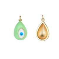 Evil Eye Pendants, Brass, Teardrop, 14K gold plated, Unisex & enamel, more colors for choice, nickel, lead & cadmium free, 7x12mm, Sold By PC