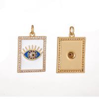 Evil Eye Pendants Brass Rectangle 14K gold plated micro pave cubic zirconia & for woman & enamel nickel lead & cadmium free Sold By PC