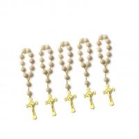 Acrylic Pray Beads Bracelet, with Tibetan Style, Cross, gold color plated, Unisex, 90mm, Sold By PC