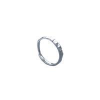 Anillo de dedo de latón, metal, chapado en color de plata, Ajustable & para mujer, plateado, libre de níquel, plomo & cadmio, 3mm, tamaño:13, Vendido por UD