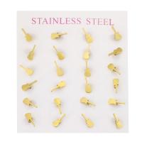 Stainless Steel Stud Øreringe, 304 rustfrit stål, Violin, mode smykker & for kvinde, gylden, 3x9mm, 12par/Lot, Solgt af Lot