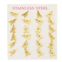 Stainless Steel Stud Øreringe, 304 rustfrit stål, Eiffeltårnet, mode smykker & for kvinde, gylden, 7x10.50mm, 12par/Lot, Solgt af Lot