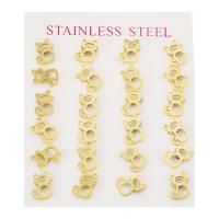 Stainless Steel Stud Øreringe, 304 rustfrit stål, Cat, mode smykker & for kvinde, gylden, 8x9mm, 12par/Lot, Solgt af Lot