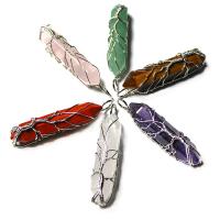 Gemstone Pendants Jewelry, Brass, with Gemstone, silver color plated, different materials for choice & Unisex, nickel, lead & cadmium free, 10x60mm, Sold By PC