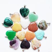 Bijoux Pendentifs en pierres gemmes, pierre gemme, avec alliage de zinc, coeur, différents matériaux pour le choix & unisexe, 25x25x6mm, Vendu par PC