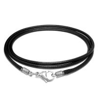 Wax Cord Necklace Cord, with Titanium Steel, Heart, different length for choice & DIY & Unisex, black, 2.50mm, Sold By Strand