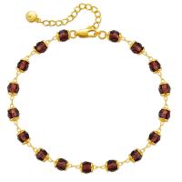 Brass Anklet with Crystal with 2.36inch extender chain 18K gold plated fashion jewelry & for woman golden nickel lead & cadmium free Length Approx 8.26 Inch Sold By PC