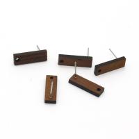 Dřevo Pokles komponenty náušnice, Obdélník, DIY, 21x6mm, 10PC/Bag, Prodáno By Bag