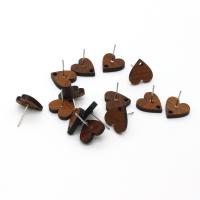 bois composant de boucle d'oreille goutte, avec alliage de zinc, coeur, DIY, 10mm, 10PC/sac, Vendu par sac