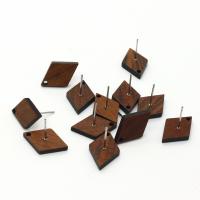Wood Earring Drop Component, with Tibetan Style, Rhombus, DIY, 10mm, 10PCs/Bag, Sold By Bag