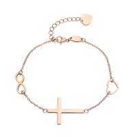 Bracelet d'acier titane, avec 3.5cm chaînes de rallonge, croix, bijoux de mode & unisexe & réglable & pour femme, plus de couleurs à choisir, 25x18.50x2mm, Longueur:18 cm, Vendu par PC