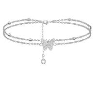 Stainless Steel Anklet, Titanium Steel, Butterfly, Vacuum Ion Plating, fashion jewelry & different styles for choice & for woman & with rhinestone, more colors for choice, Sold By PC