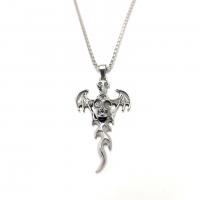 Zinc Alloy Jewelry Necklace with 316L Stainless Steel Skull silver color plated fashion jewelry & for man & luminated nickel lead & cadmium free Length 60 cm Sold By PC