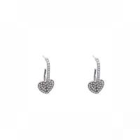 Cubic Zirconia Micro Pave Brass Earring Heart silver color plated fashion jewelry & micro pave cubic zirconia & for woman nickel lead & cadmium free Sold By Pair