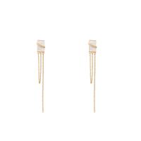 Fashion Fringe Earrings Brass gold color plated fashion jewelry & for woman & enamel golden nickel lead & cadmium free Sold By Pair