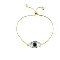 Evil Eye Jóias Pulseira, cobre, 18K banhado a ouro, micro pavimento em zircônia cúbica & para mulher, Mais cores pare escolha, 25x10mm, vendido por PC