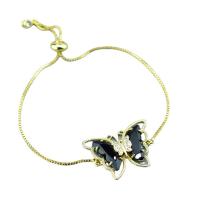 Cubic Zirconia Micro Pave Brass Bracelet Butterfly 18K gold plated Adjustable & for woman & with cubic zirconia Sold By PC