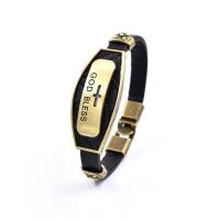 Cowhide Bracelet with Zinc Alloy gold color plated fashion jewelry & for man 210mm Sold By PC