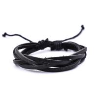 Leather Bracelet, handmade, Adjustable & braided bracelet & Unisex, more colors for choice, 180mm, Sold By PC
