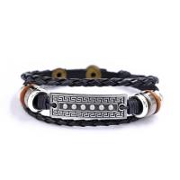 Leather Cord Bracelet with Zinc Alloy handmade multilayer & braided bracelet 220mm Sold By PC