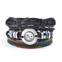 Cowhide Bracelet Set with Zinc Alloy handmade braided bracelet & Unisex Sold By PC